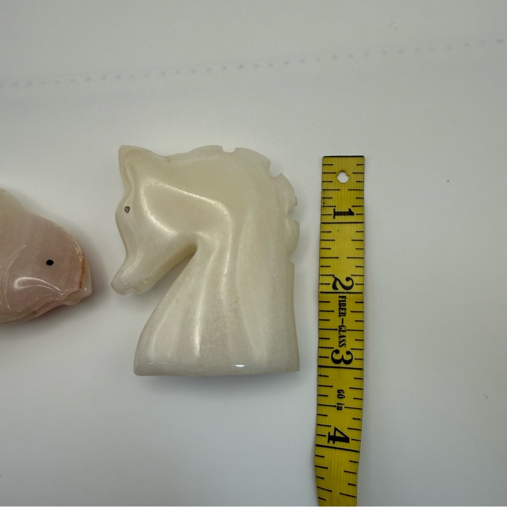 Vintage 3in Onyx Fish And Onyx Sea Horse Shape Figurine Decorative Home Ocean - Picture 8 of 10